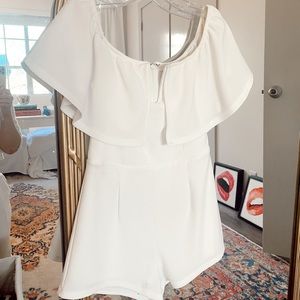 White off the shoulder romper